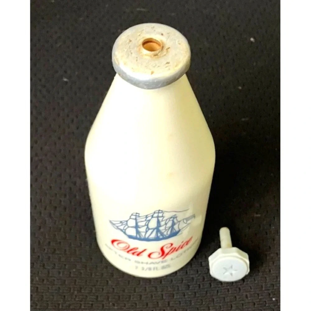 VTG Old Spice Shulton After Shave Lotion 2 3/8 Oz Milk Glass Ship Bottle Empty